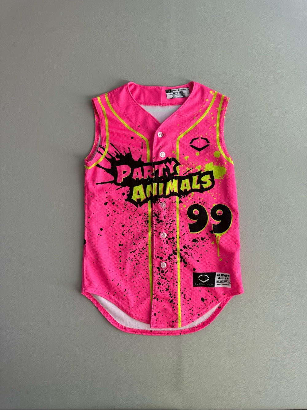 Savannah Bananas Baseball Jersey Party Animals Kids Youth Sleeveless EvoShield